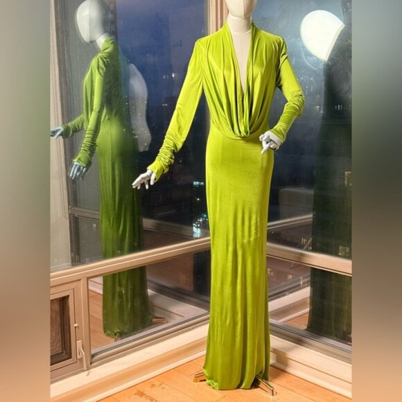 🆕 RAT & BOA 🧿 NWOT Octavia Long Sleeve Column Maxi Dress, Green - Sz XL US 10 - Picture 3 of 15